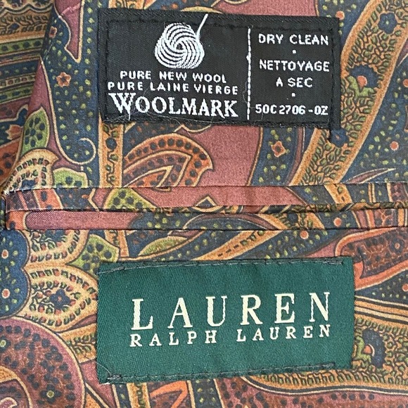 Lauren Ralph Lauren Blazer Mens 40R Wool Paisley lined 2 Button Green Brown - Picture 10 of 14
